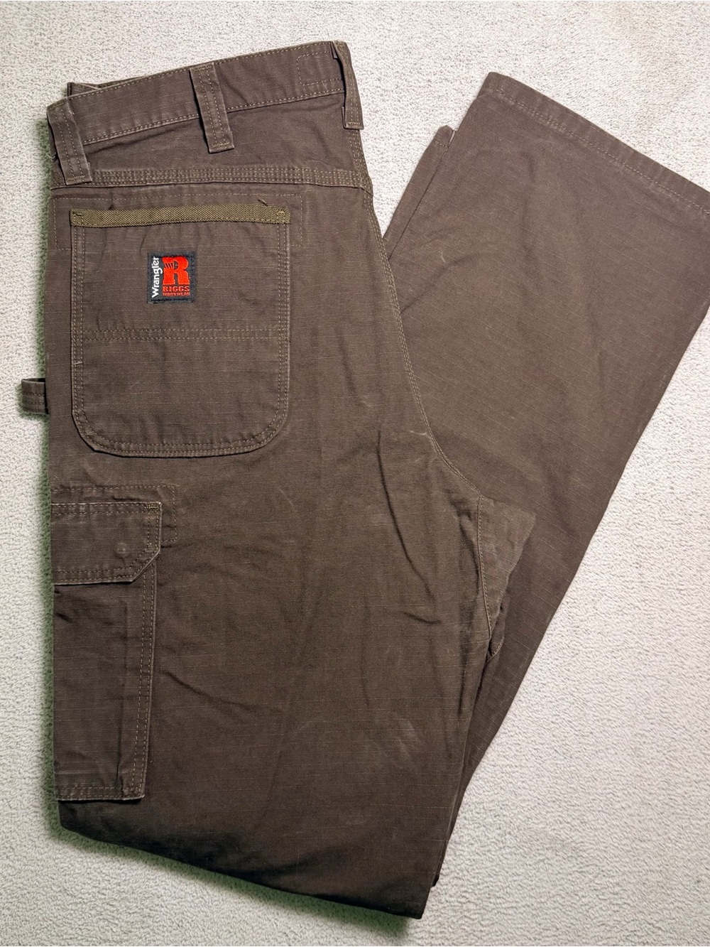 Wrangler Riggs Ripstop Workwear Pants Men’s 36x36 Tall Brown Canvas Carpenter